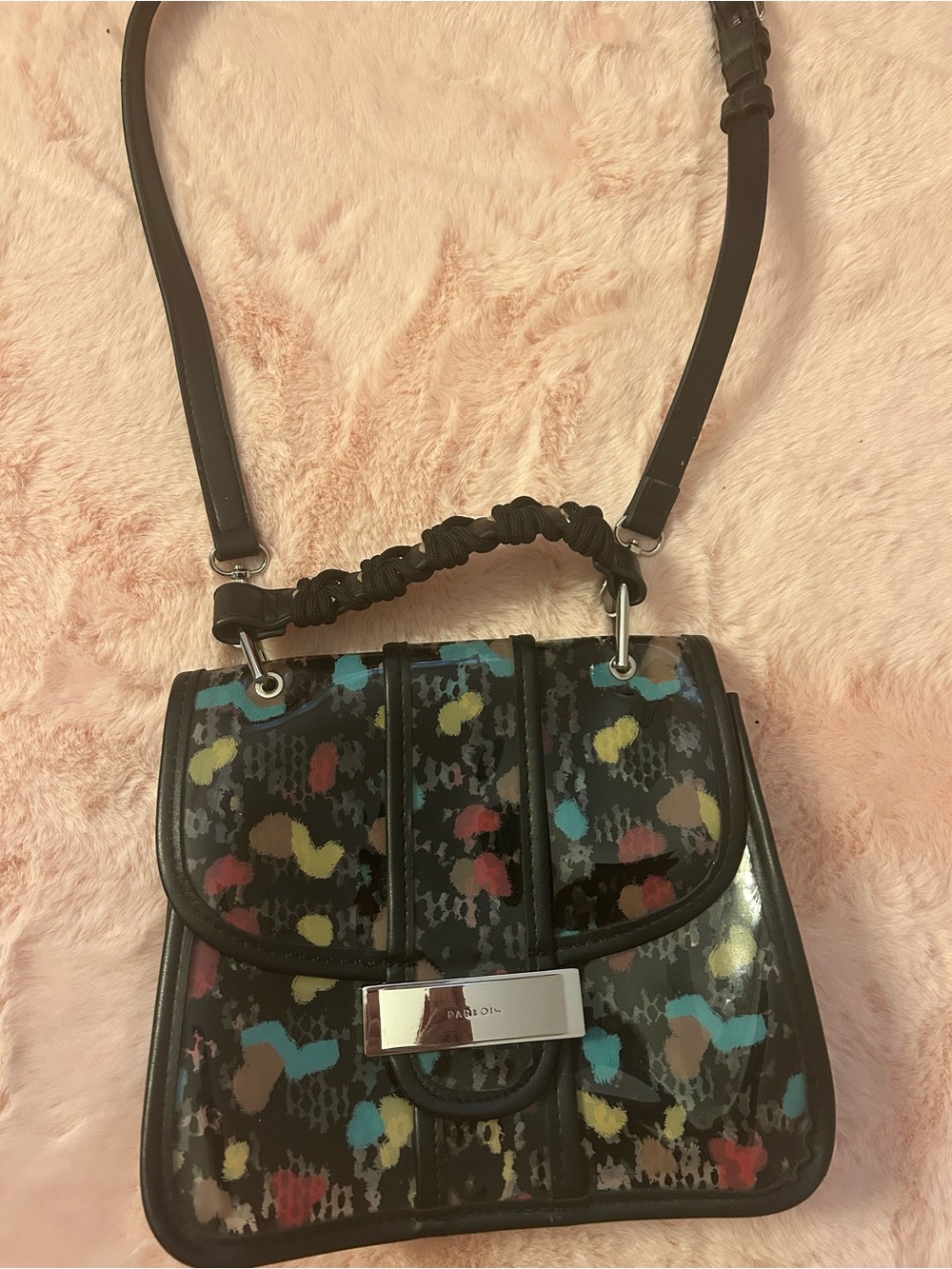 Parfois Black Multicolor Patterned Crossbody Bag